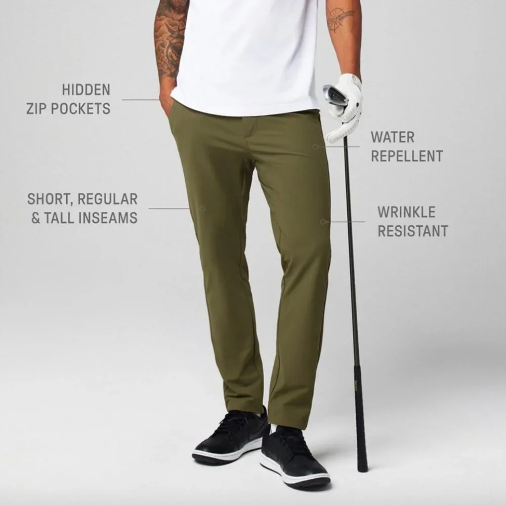 Fabletics The Don Trouser, Slim Fit, Utility Green, 33WX30L, EUC